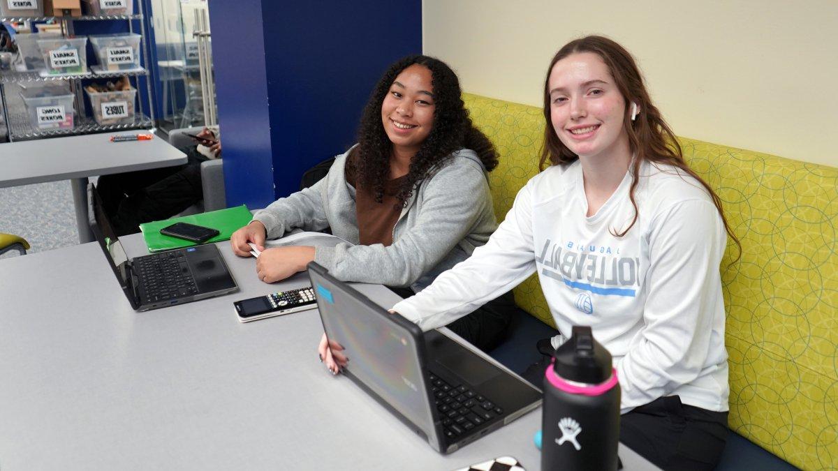 two students at table